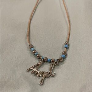 Vintage Silver and Blue Beaded 'Angel' Nameplate/Nickname Necklace